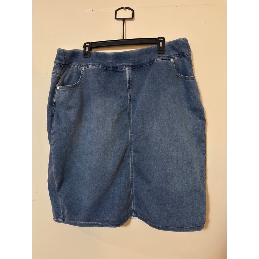 Savi Parker New‎ York Denim Skirt Size 20W Blue Wash Stretch Knee Length nwot